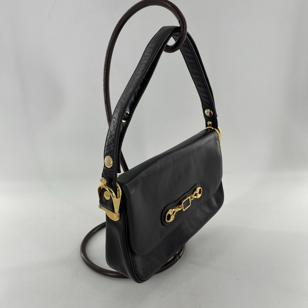 Vintage MCM Susan Gail Leather Shoulder Bag Rare Gold Spur Accents Quiet Luxury - Picture 8 of 16